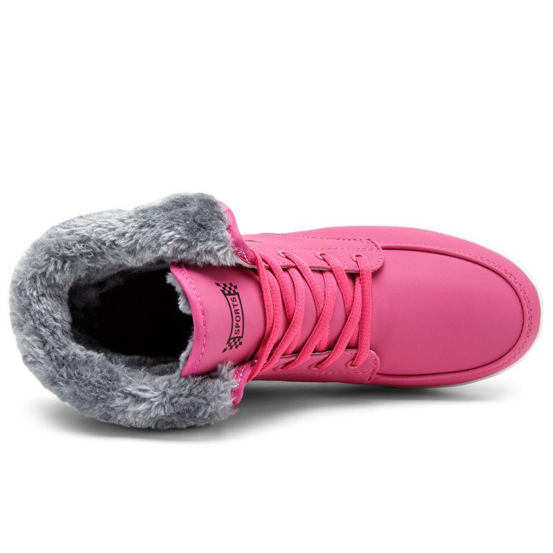 Женские зимние сапоги Plus Velvet Snow Boots Casual Suede на шнуровке из искусственной кожи, теплые, с покатым каблуком, хлопковые, большие, толстые, нескользящие