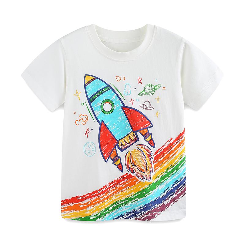 Little maven Baby Boys Children's Clothing Tops Tees 2026 Summer Cartoon Rocket Space T Shirts Teenagers t-shirts Kids Clothes