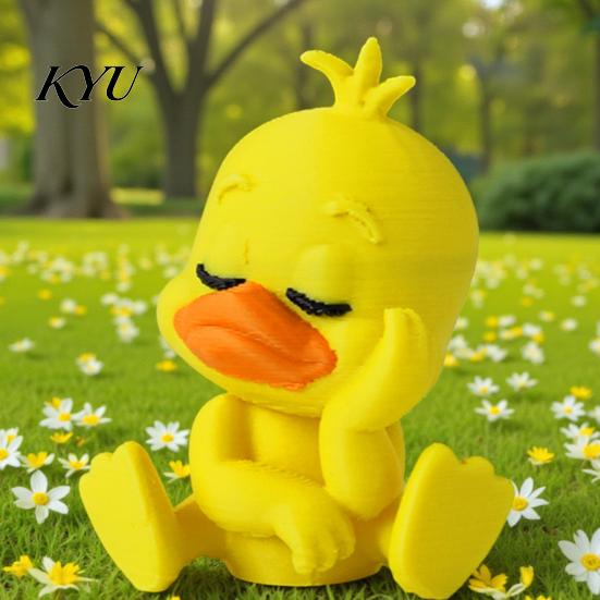 Modern Home Accent 3D Printed Yellow Duck Figurine, Funny Statue with Vivid Expressions, Healing Desk Companion Cute Miniature Desktop Ornaments