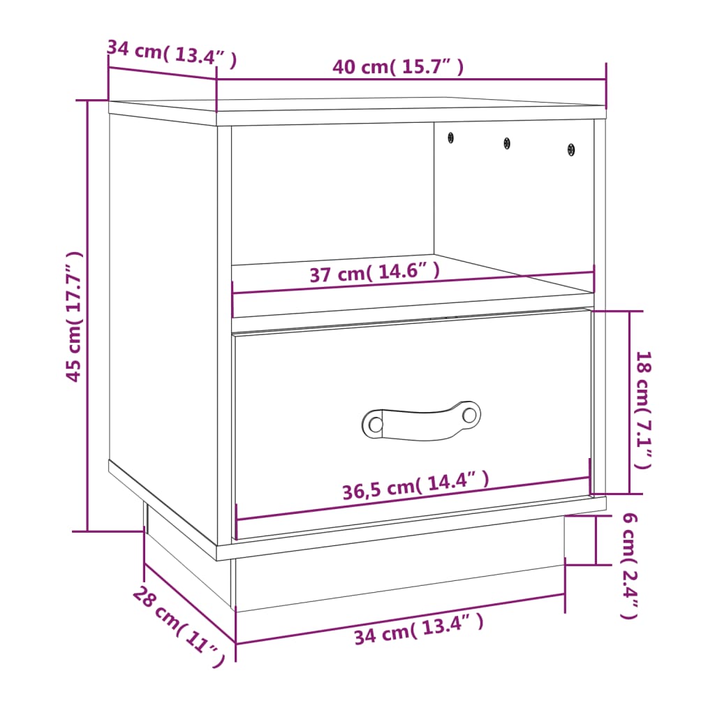 Nightstands 2 pcs. Black 40 x 34 x 45 cm Solid Pine Wood