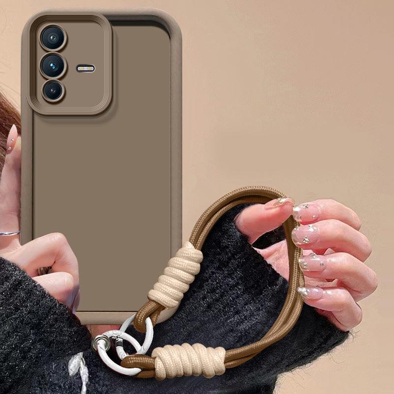 For Vivo V23 Pro Case vivo v23 Pro 5G Phone Case Weaving lanyard Matte Back Cover Skin Feel Protection Shockproof case