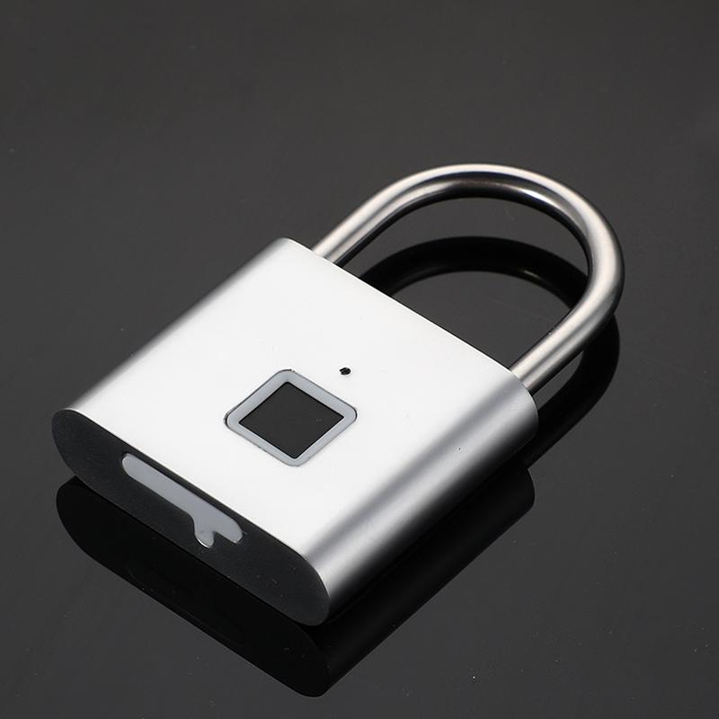 Бесключевой USB-зарядка Отпечаток пальца Замок Умный навесной замок Водонепроницаемый Замок для двери 0,2 сек Разблокировка Портативный Антикражный навесной замок Цинк Для дома