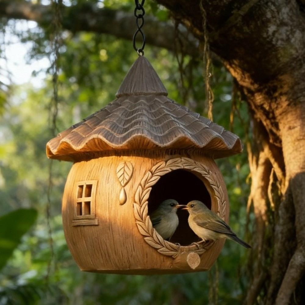 Resin Hanging Parrot Cage Waterproof Bird Feeding Station Bird Feeder Bird Nesting Box Porch