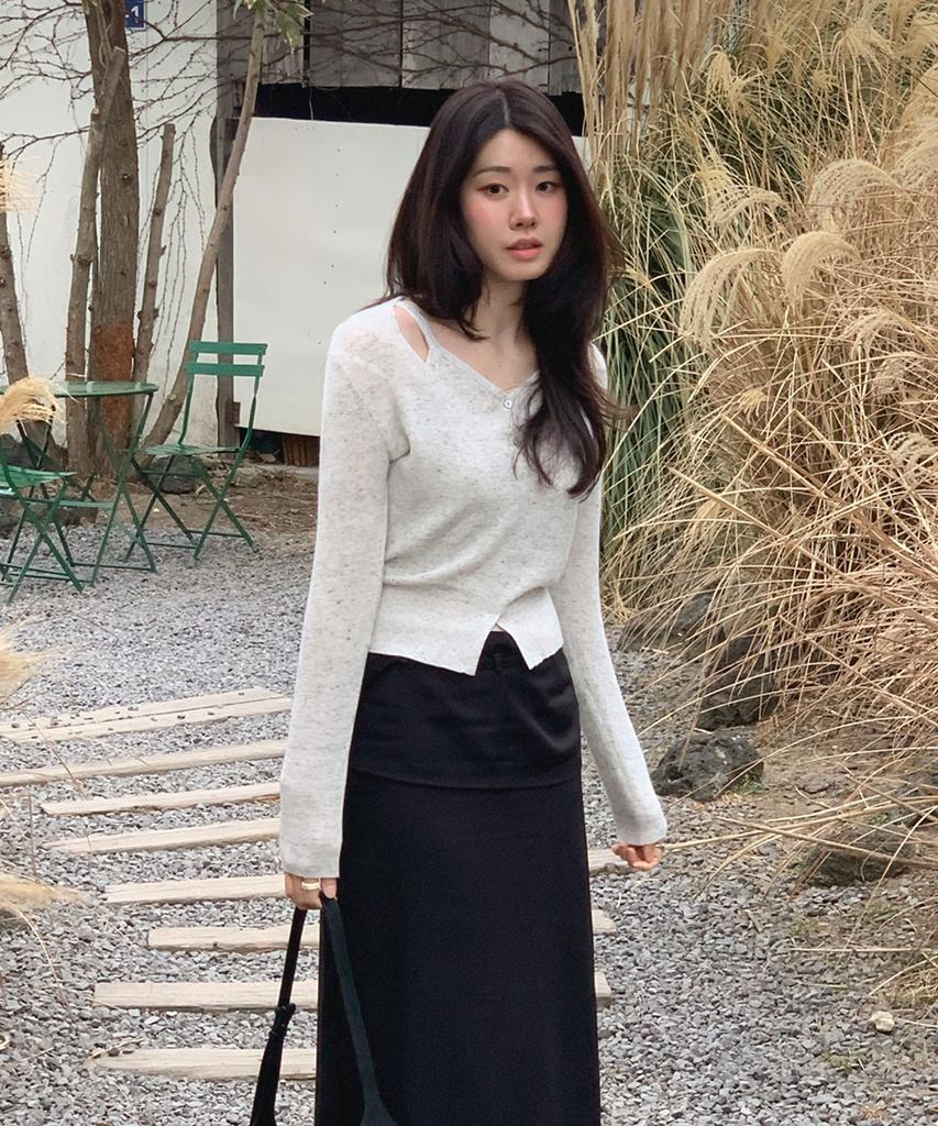 BASIKA Layered Slit Knit (Gray)
