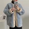 Thin Spring and Autumn Winter Women's Lamb Wool Jacket Petite Loose-Fit Thickened Integrated Deer Skin Fleece Medium-Length Korean Style
