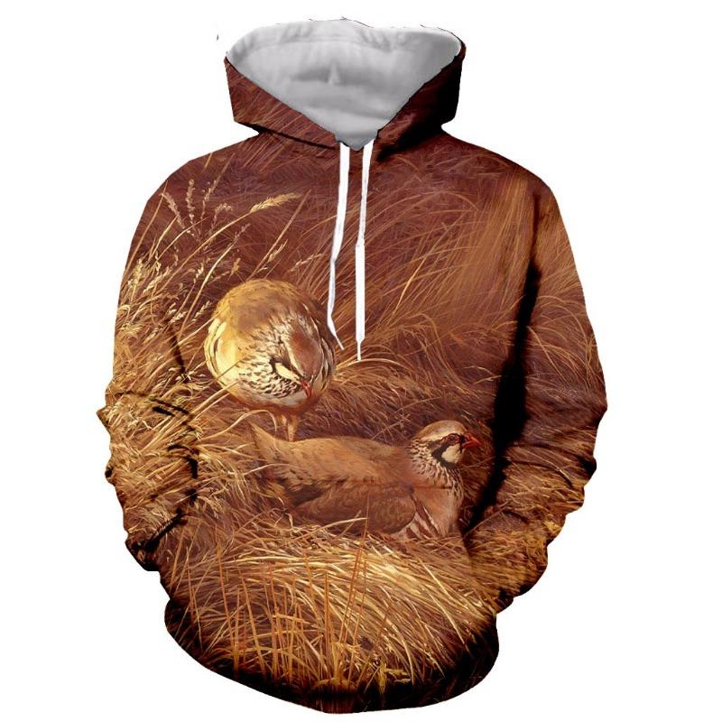 Spring and Autumn 3D Printing Men's Women's Hoodie Hunting Suit Partridge Long Sleeve Fashion XL Pullover Camouflage