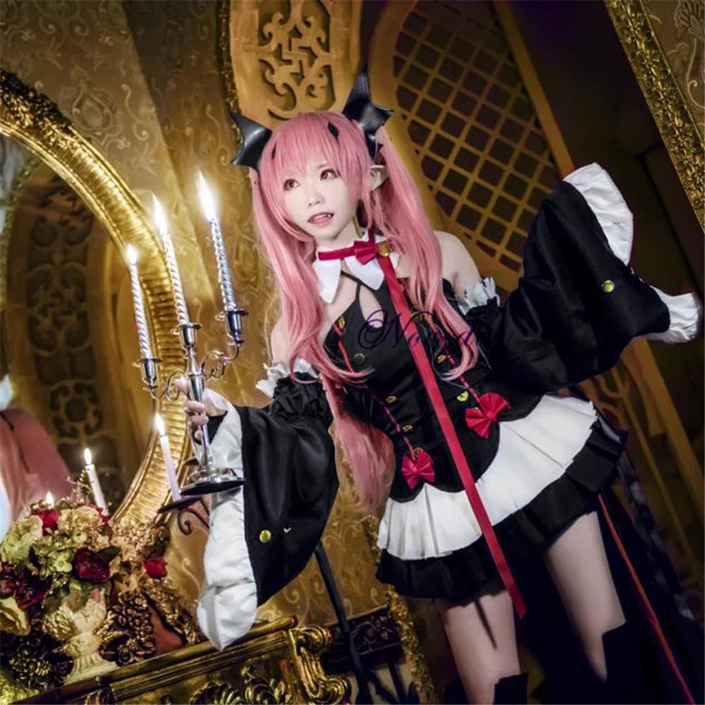 Серафим Конца Owari no Seraph Krul Tepes Косплей Костюм Униформа Парик Косплей Аниме Ведьма Вампир Хэллоуин Костюм Для Женщин