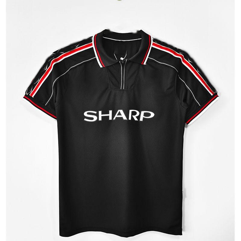 Retro Manchester United 1998 Black Short Sleeve Soccer Jersey Mens Sport T-Shirt Bamboo Fiber Fall Winter