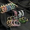 Изысканные красочные серьги-кольца в форме буквы С с бриллиантами для женщин - европейский и американский стиль