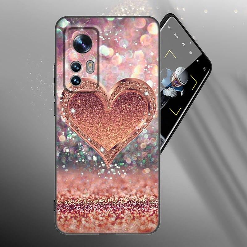 Love Rose Gold Style Phone Case For Xiaomi Mi 10T 11i 11T Note 10 11 Lite NE F1 POCO F3 M3 X3 GT NFC M4 X4 Pro 5G Black Cover