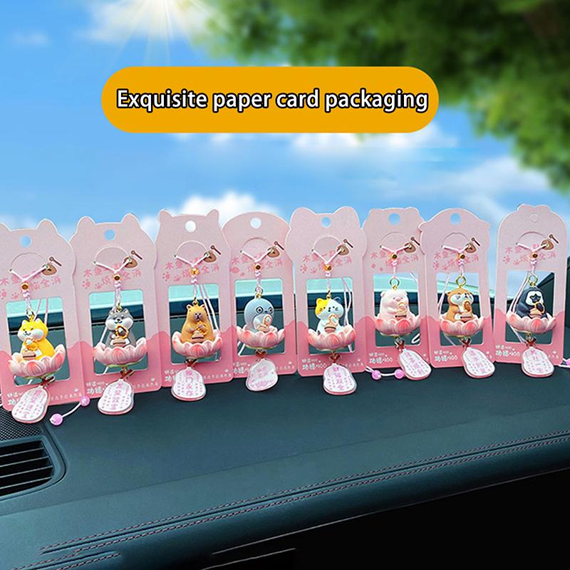 Качающееся животное Капибара Автомобильный кулон Удача Лотос Основание Автомобильный подвесной орнамент Кошка Панда Авто Зеркало заднего вида Подвеска Домашний декор