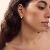 Stainless Steel Waterproof Stud Earrings for Women Minimalist Geometric Zircon Decor Fashion Jewelry for Casual Outings