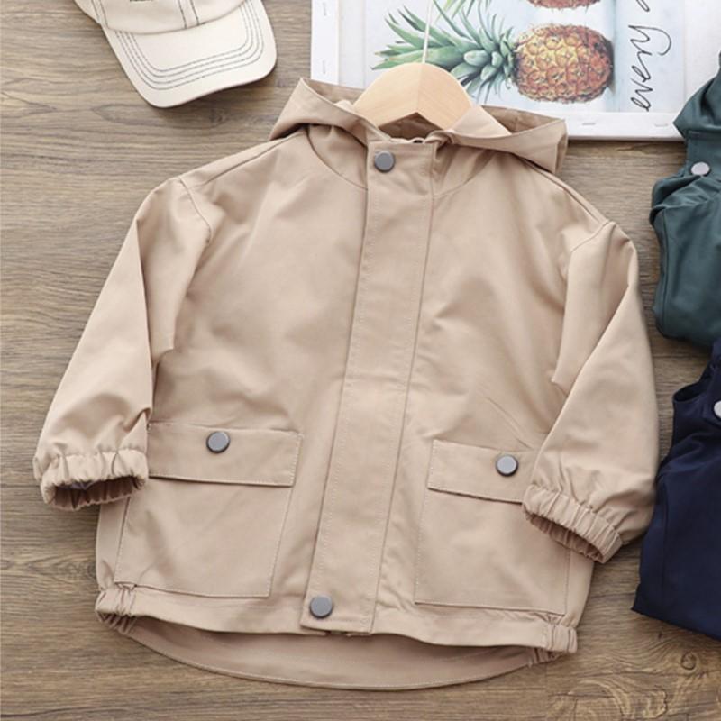 Весна Осень Детские Мальчики Куртки Молния С Капюшоном Однотонные Длинные Рукава Дети Мальчики Ветровка Повседневный Внешний Студенческие Мальчики Пальто