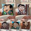 Comedic Cartoon MMr Bean Cushion Cover Pillowcase Short Plush Invisible zipper Room Sofa Cushion Cover