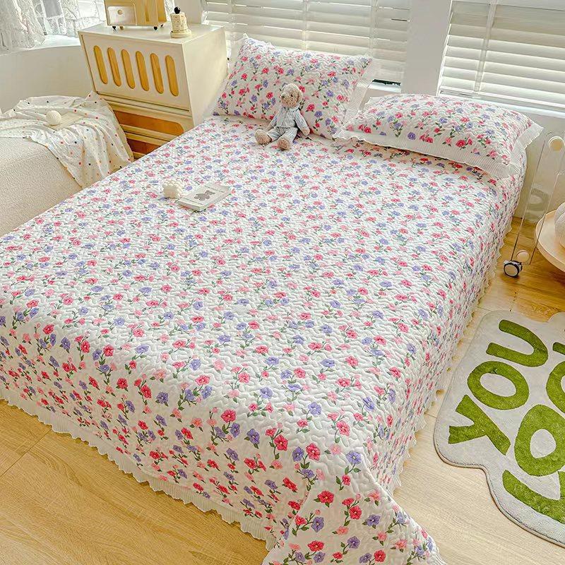 Новый комплект из трех предметов с жемчужным хлопковым покрывалом Fairy с стиркой в ​​пресной воде и хлопковым кружевным покрывалом