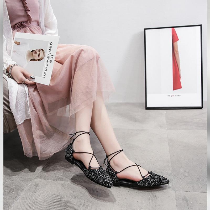 Роскошные дизайнерские женские балетки, сексуальные женские сандалии с перекрестными ремешками, балетки, туфли со стразами и острым носком для женщин, тренд