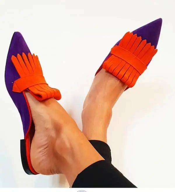 Модная женская повседневная обувь большого размера с острым носком, кроссовки на низком каблуке с кисточками, туфли-лодочки на плоской подошве, новый стиль, сандалии на шнуровке