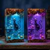 15cm LED Night Light Black Cat Pumpkin Halloween Gothic Resin Table Lamp Spooky Haunted Desk Room Decoration Gift