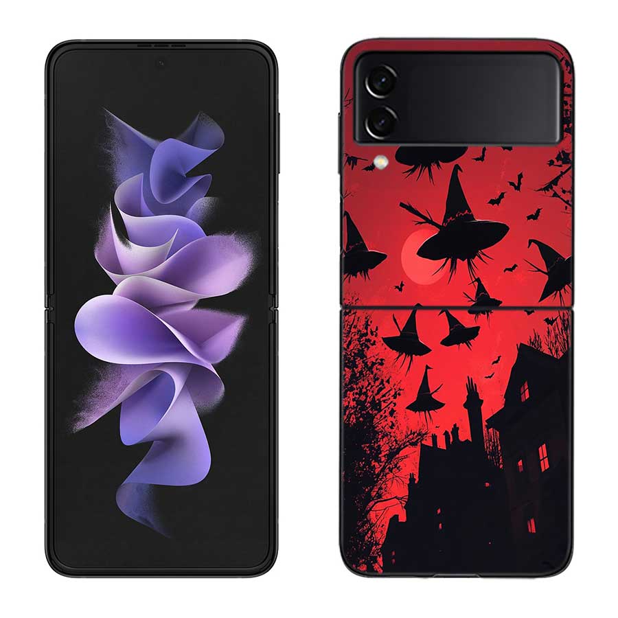 Halloween Wizard Hat Horror Fun Phone Case For Samsung Z Flip 7 6 5G Galaxy Z Flip 5 4 3 Black Hard Cell Cover Luxury PC Shell