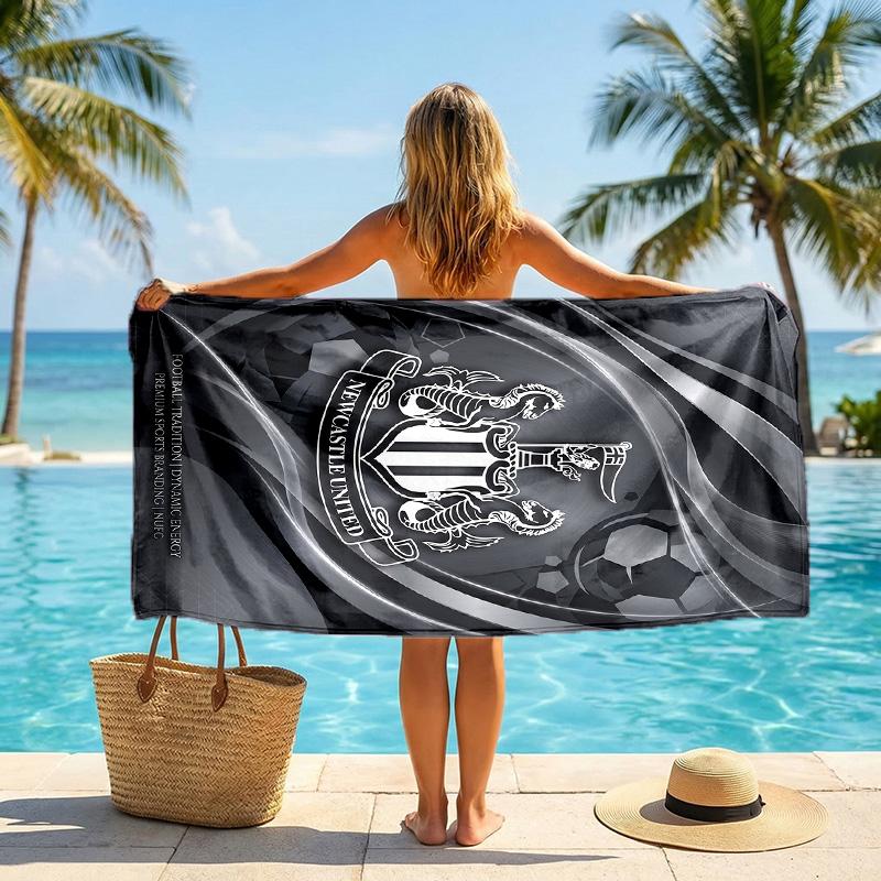 Пляжное полотенце Newcastle United Football Мягкое из микрофибры Летнее полотенце Быстросохнущее Впитывающее полотенце для пляжа Бассейна Путешествий