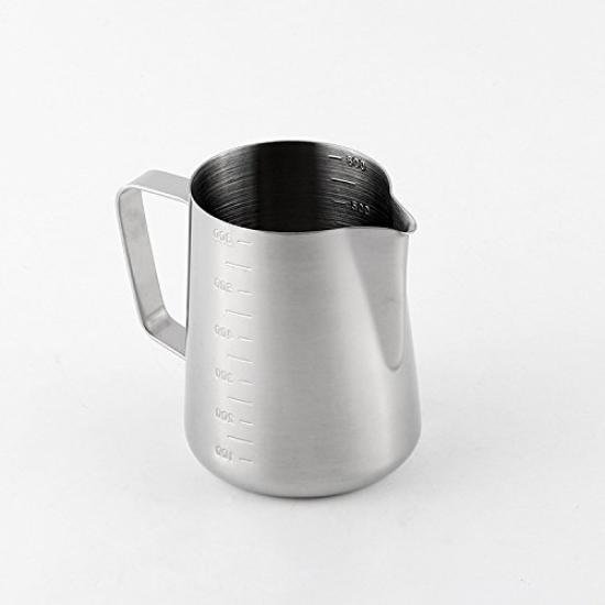 FUN COFFEE Milk Pitcher for Latte Art, with Graduations, 400ml, Stainless Steel Milk Jug, Pitcher, Jug, for Lattes and Coffee (co-0042)