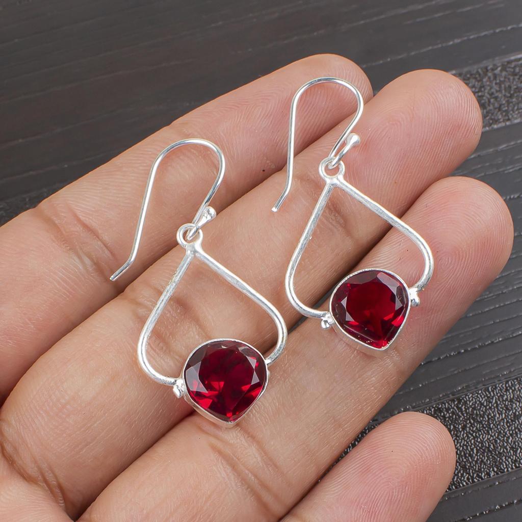 Pink Rubellite Gemstone Earrings, 925 Solid Sterling Silver Jewelry, Handmade Beautiful Rubellite Silver Earrings For Gift