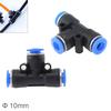 2Pcs 10mm T-type APE Plastic 3-Way Pneumatic Quick Connect Fittings, Push-in Air Hose Connector for Pneumatic Tools Air Tubing Connection