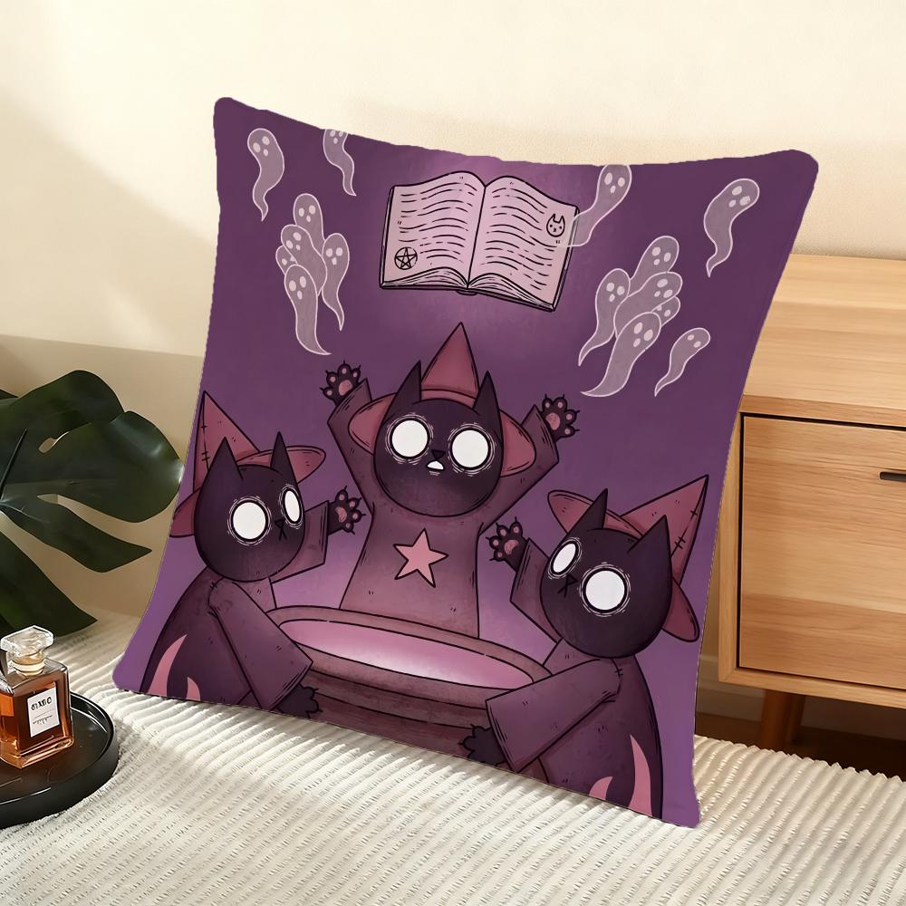 Wizard Cat Cushion Cover Soft Short Plush Pillow Cover Smooth Cozy Texture Aesthetic Cushion Case Home Decor