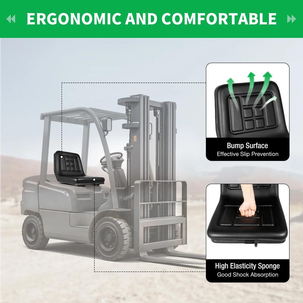 Регулируемое противоскользящее сиденье для трактора с водонепроницаемой ПВХ кожей, подушка грузоподъемностью 220 фунтов для сельскохозяйственной техники