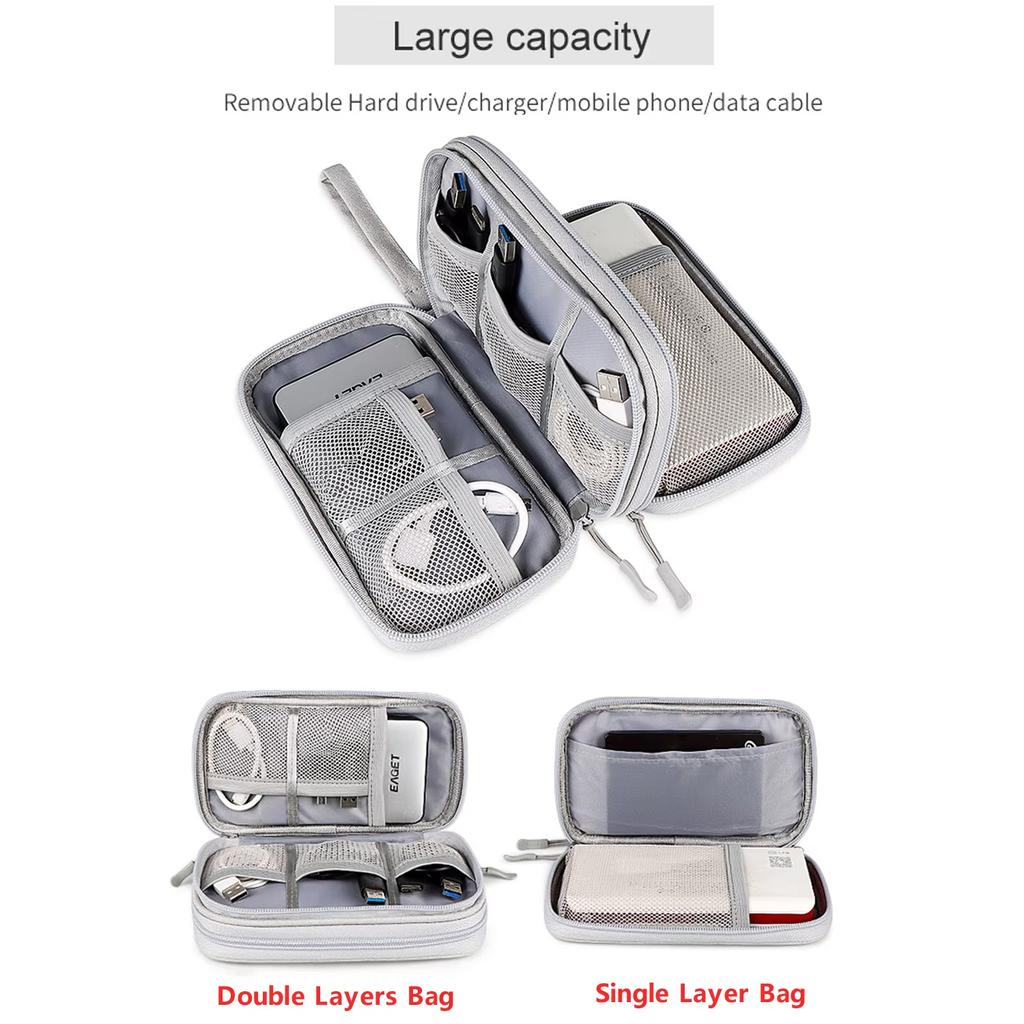 Travel Portable Digital Product Storage Bag Waterproof Double Layer Case for USB Data Cable Organizer Portable Tech Gadget Pouch