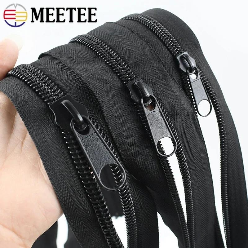 Meetee 2-5 метров 3#5#8#10# Нейлоновая молния на метраж + Бегунки для молний Пластиковая молния в рулоне Застежки для сумок, пальто, палаток Аксессуары для DIY