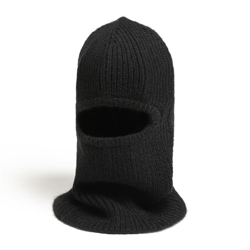 Masked Scarf Cover Hat Integrated Knitted Wool Scarf Winter Warm Solid Color Hat Ear Protection Scarf Ski Cap