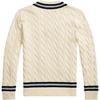 Polo Ralph Lauren Свитер с полосками, V-образным вырезом, длинным рукавом, косами, стандартный крой, мужской свитер 710742326-001
