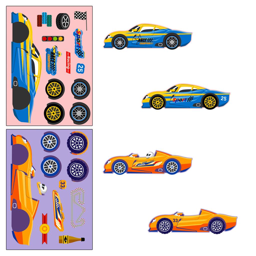 6 Sheets/Pack Personalized Diy Racing Accessories Puzzle Sticker Children'S Creative Puzzle Puzzle Sticker