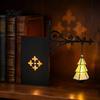 Festive Room Decoration Christmas Tree Bookshelf Lantern, Vintage Iron Wall Hanging Decor, LED Warm Decorative Lantern Light Bookend Ornament, Rustic