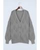 Azura Exchange Gray Plus Size Knitted Hollow Out Button Up Cardigan