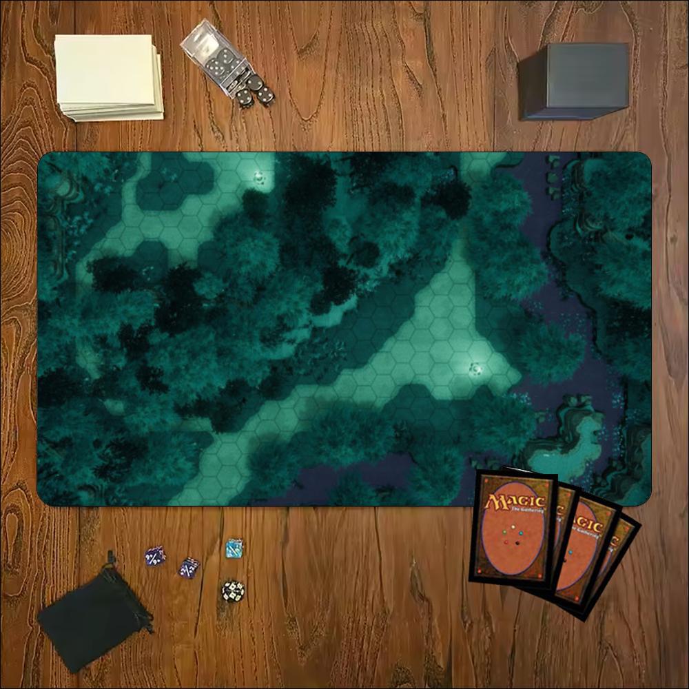 Game Playmat Glowing Dark Cave Dungeon Art Print Stitched Edge Anti‑Slip Rubber Mat for Board Card Game Desk Gaming Home Office