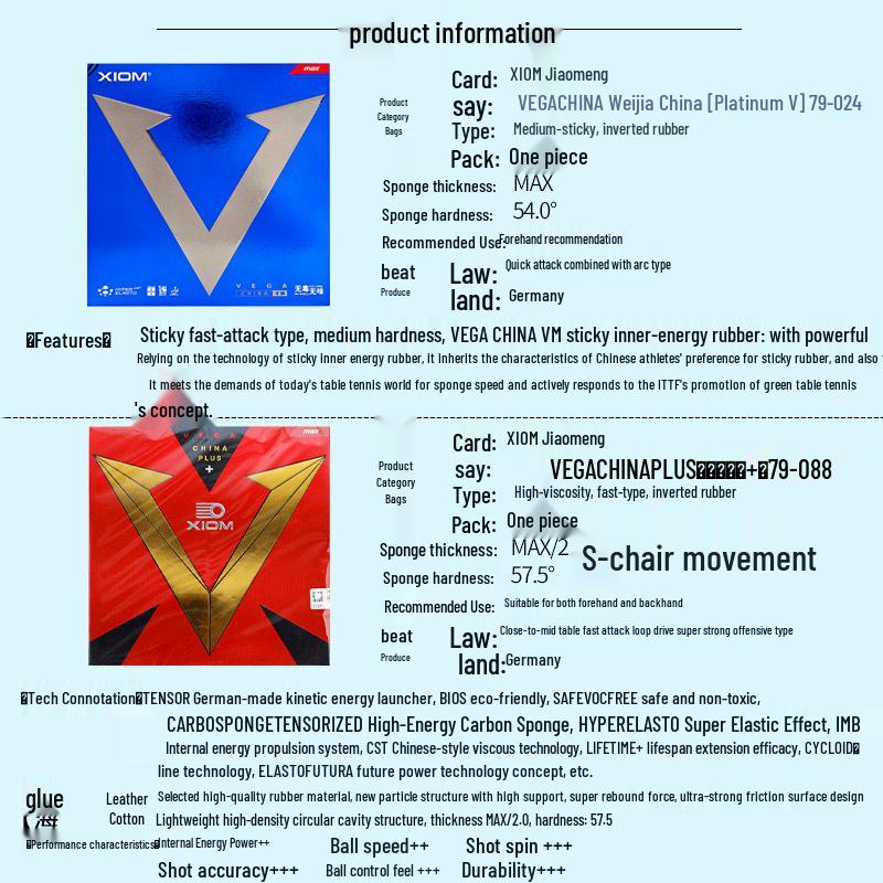 Накладка Xiom Fierce White Platinum V с шипами VEGA Blue - Накладка для настольного тенниса
