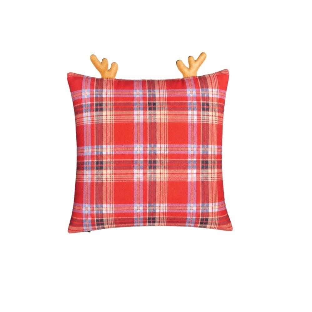 Sofa Home Decor Checkered Antlers Pillow Cover Soft Pillow Case Cushion Cover Christmas Decor
