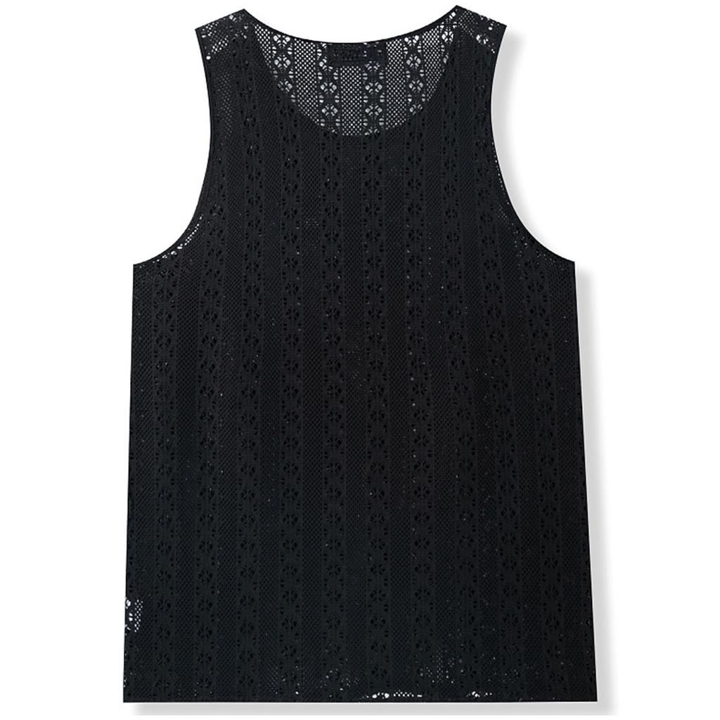 Men's Summer Hollow Round Neck Vest Casual Beach Loose Vest