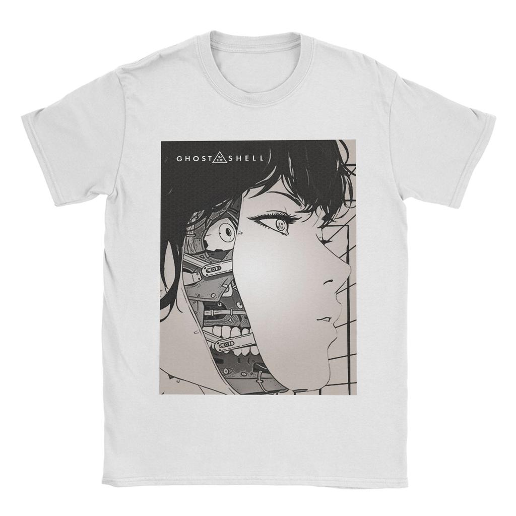 Ghost in the Shell T Shirts Men Cotton Vintage TShirts Crew Neck Tee Shirt Short Sleeve Clothing Printed