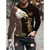 Men's T Shirts Vintage Animal Eagle 3d Printed Casual Long  Sleeve Tee Shirt Fashion Outfits Streetwear O Neck Oversized Tops