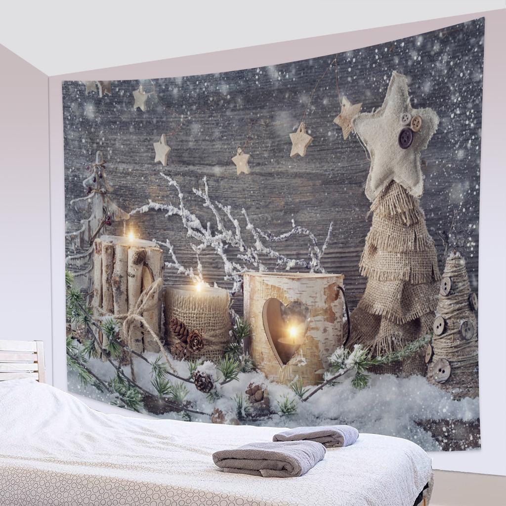 Party Living Room Bedroom Dorm Wall Decor Backdrop Fabric Christmas Fireplace Christmas Tree Printing Home Decor Tapestry