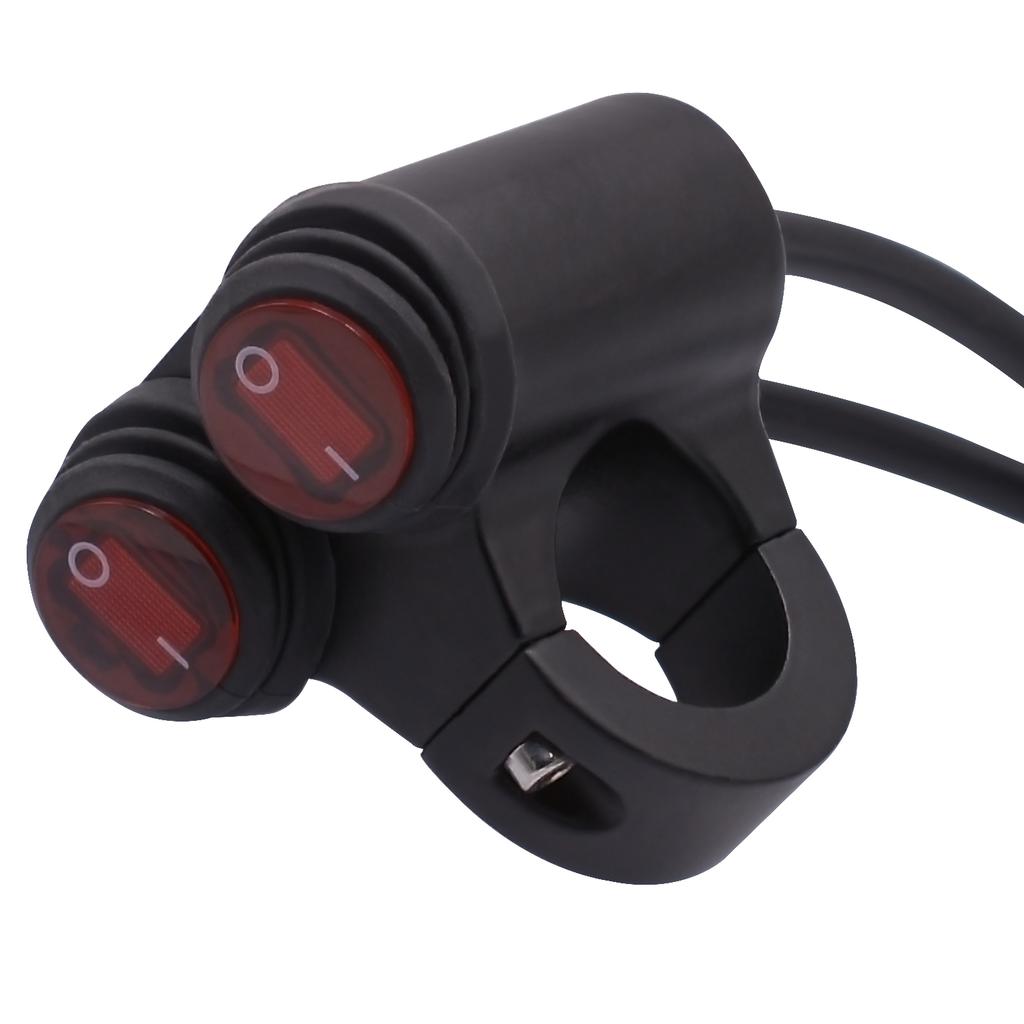 Motorcycle Headlight Handlebar Spotlight Double Flash Switch for 7/8'' 22mm Handlebar Modified Waterproof with Indicator Light Aluminum Alloy
