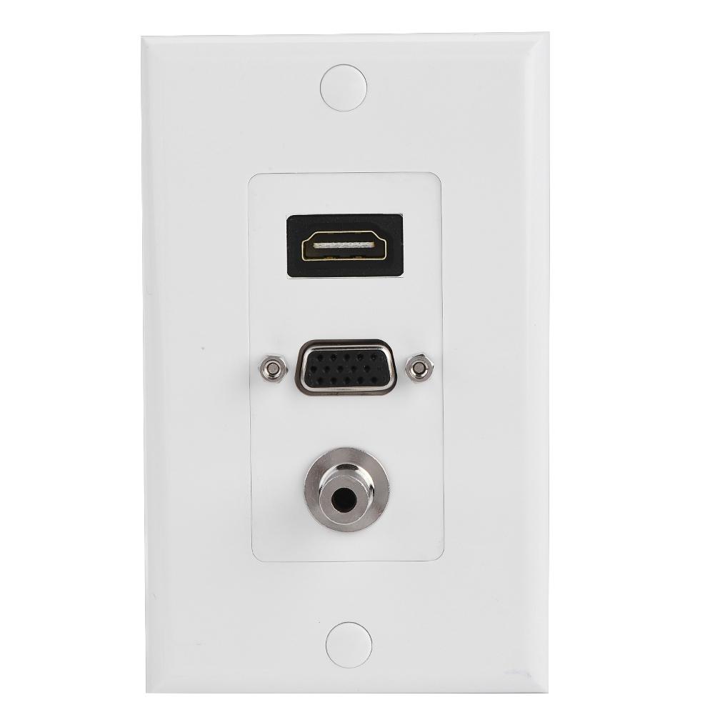Аудио Видео DC 3,5 мм Женский HDMI + VGA 3 в 1 Гнездо Панель Зарядное Устройство Розетка