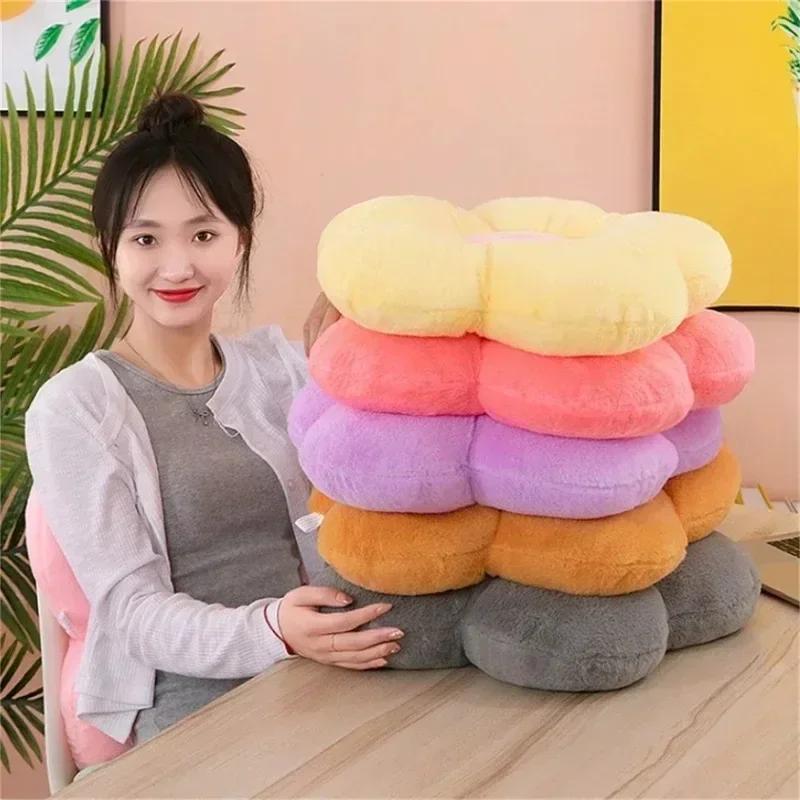 2025 New Flower Plush Shape Pillow Cushion Office Sunflower Cushions Solid Color Home Supplies for Girls Baby Home Decor Gift