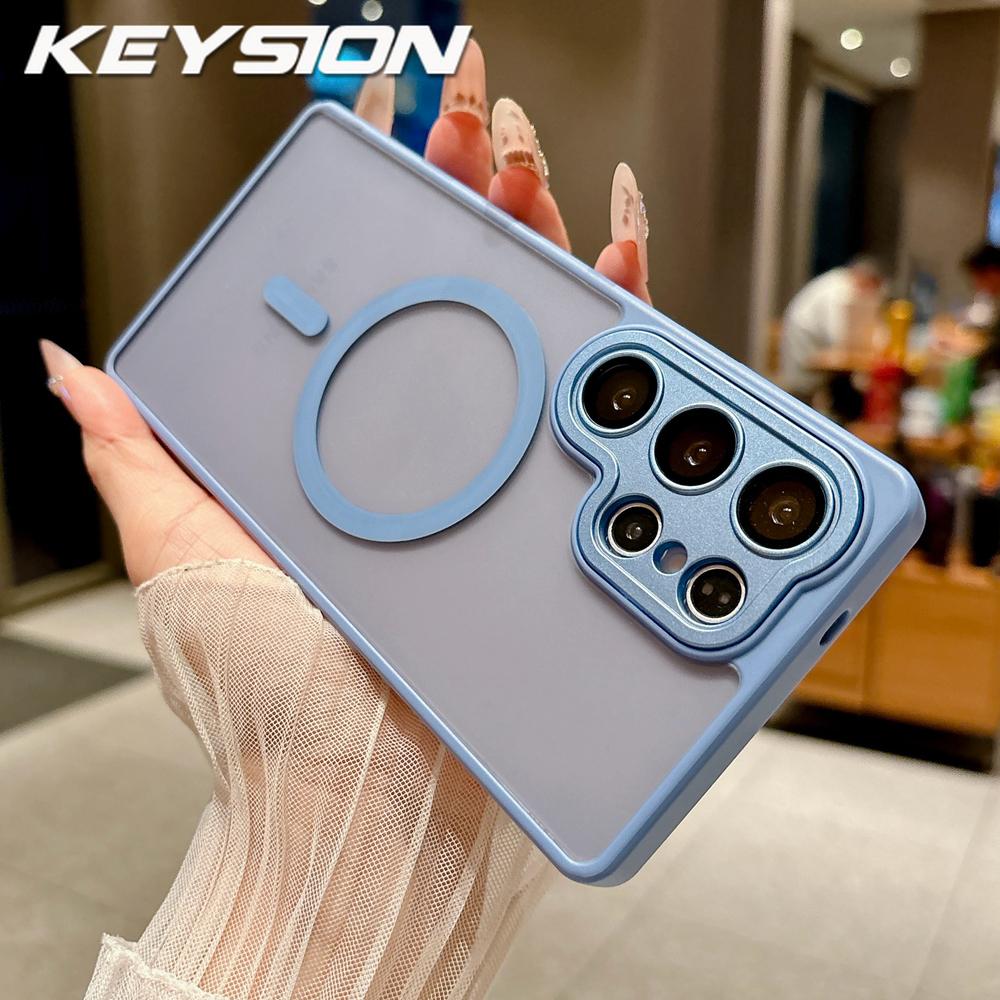 KEYSION Роскошный матовый полупрозрачный магнитный чехол для Samsung Galaxy S23 S24 Ultra 5G S23+ S24 FE Ударопрочный бронированный чехол для телефона
