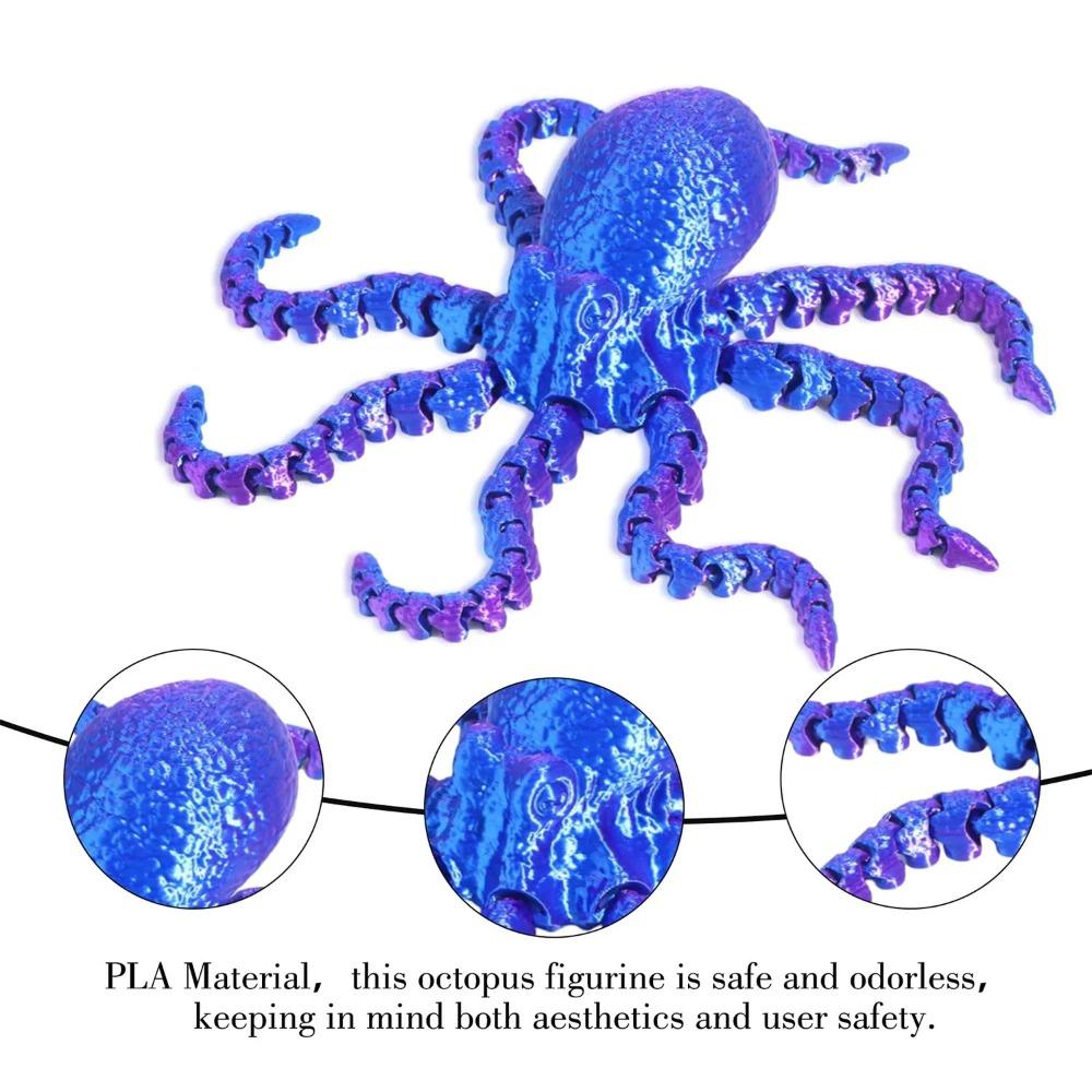 Colorful Octopus Figurine 3D Printed Animal Table Ornament Creative Desk Decor