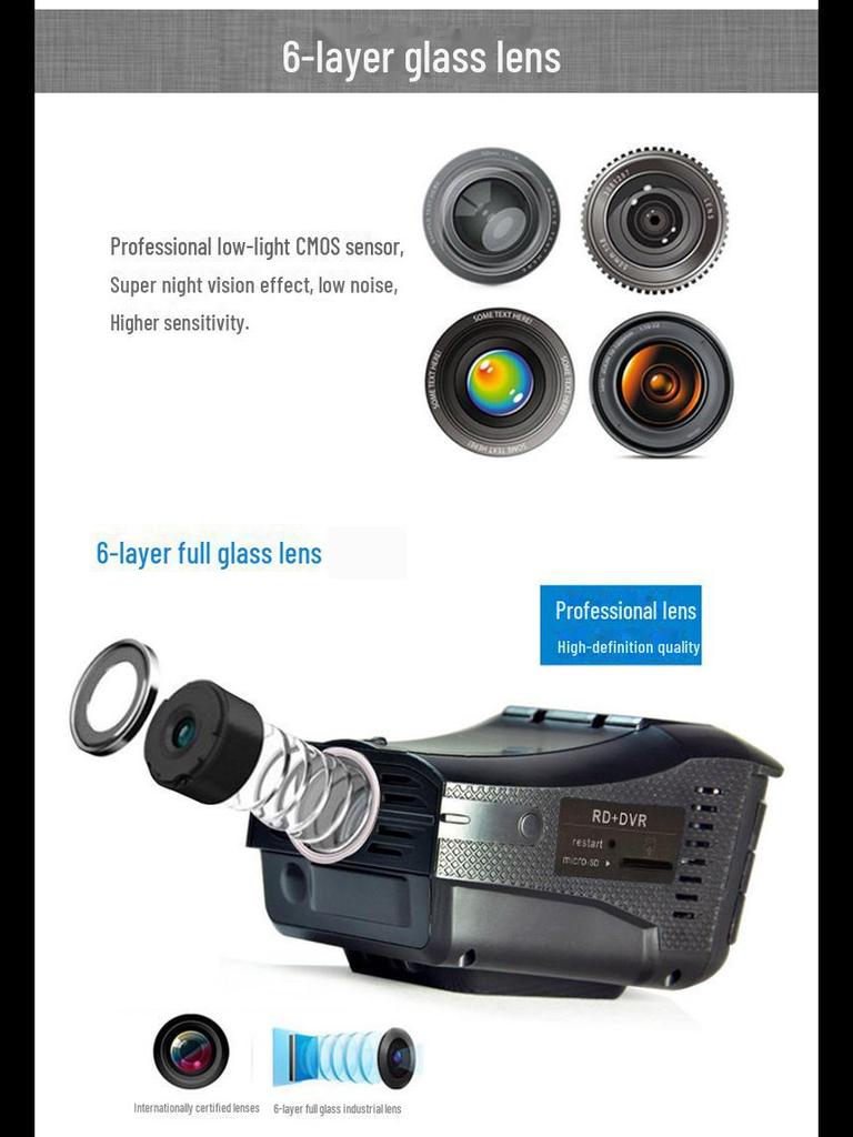 2-in-1 English/Russian Radar Speed Detector & HD Driving Recorder (2-inch) - VG3 Electronic Dog