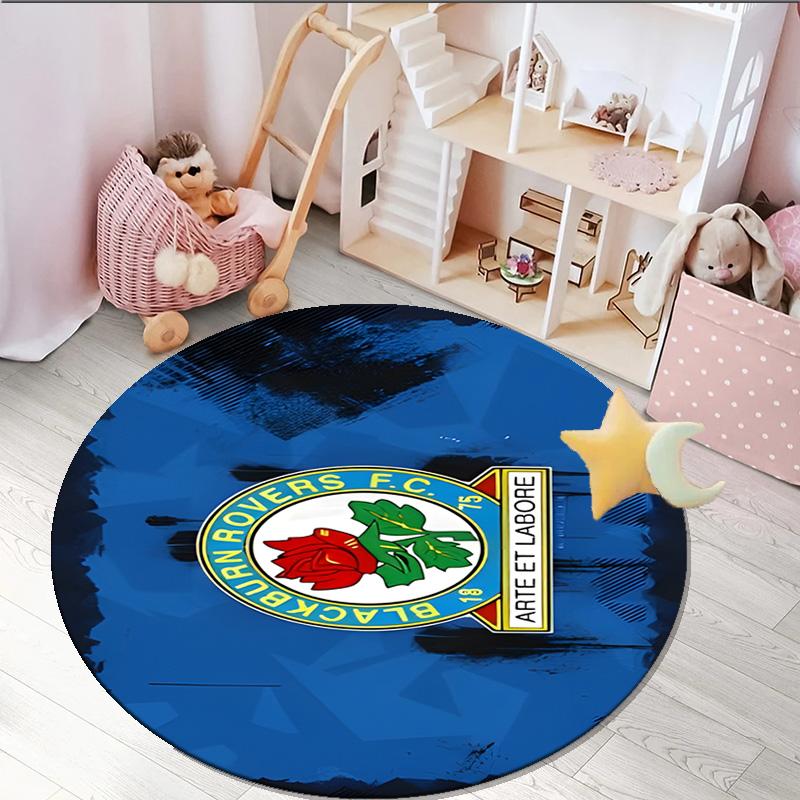 1PC round rug Rovers Crest Football Club Printed Round Area Rug ,Rug For Home Office, Round Chair Rug, Decorative Carpet Fan gifts Christmas gift